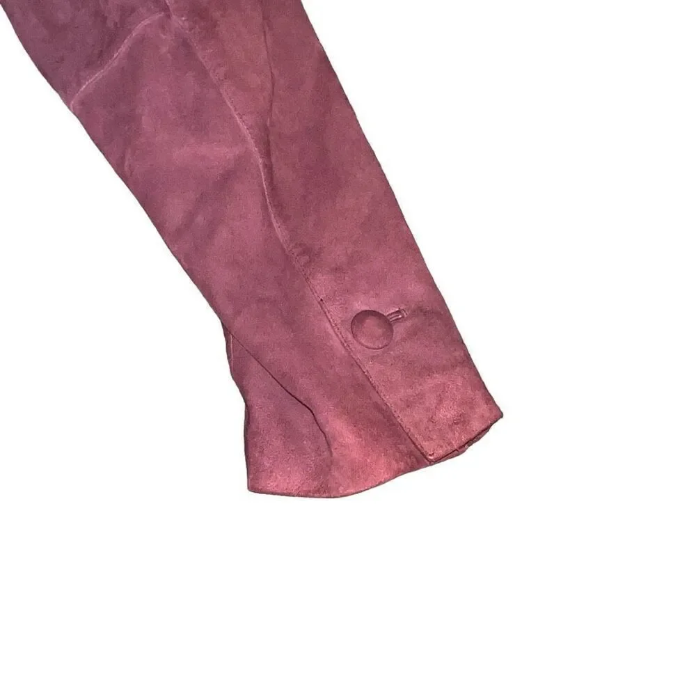 AUSTIN REED Wine Leather Suede 3 Button Jacket
